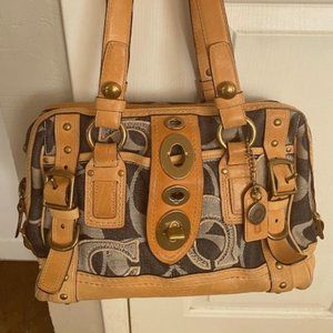 Coach Signature Satchel Leather Canvas